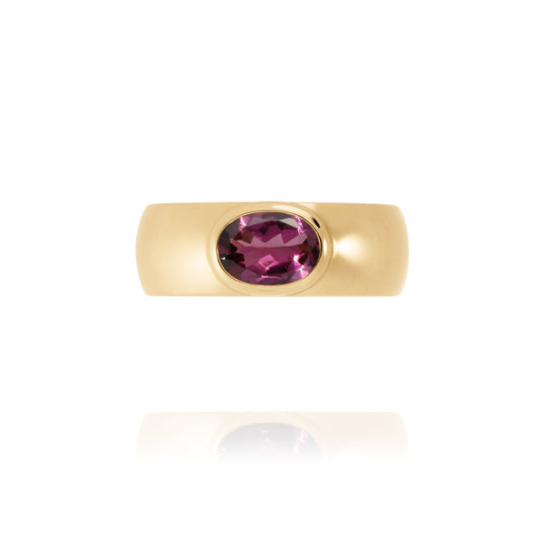 Delphine 18k yellow Gold seal ring and Tourmaline