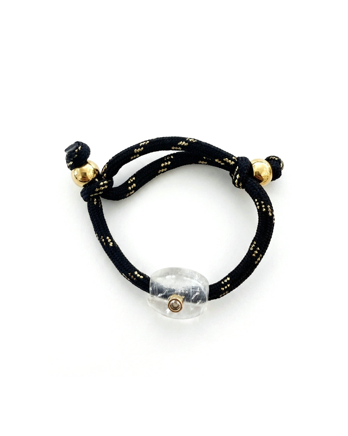 Black Paracord Bracelet with clear quartz Stone