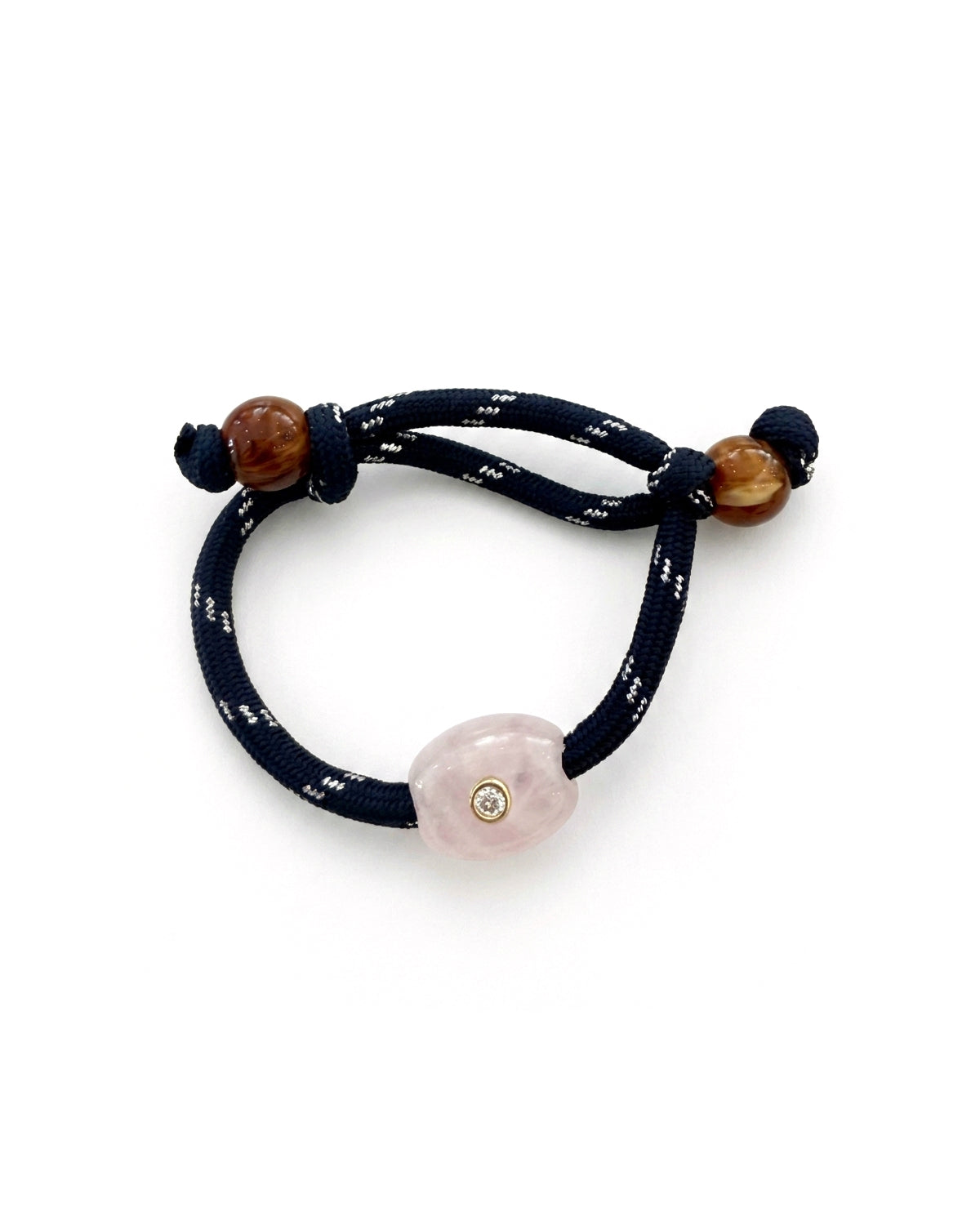 Navy Paracord Bracelet with rose quartz stone
