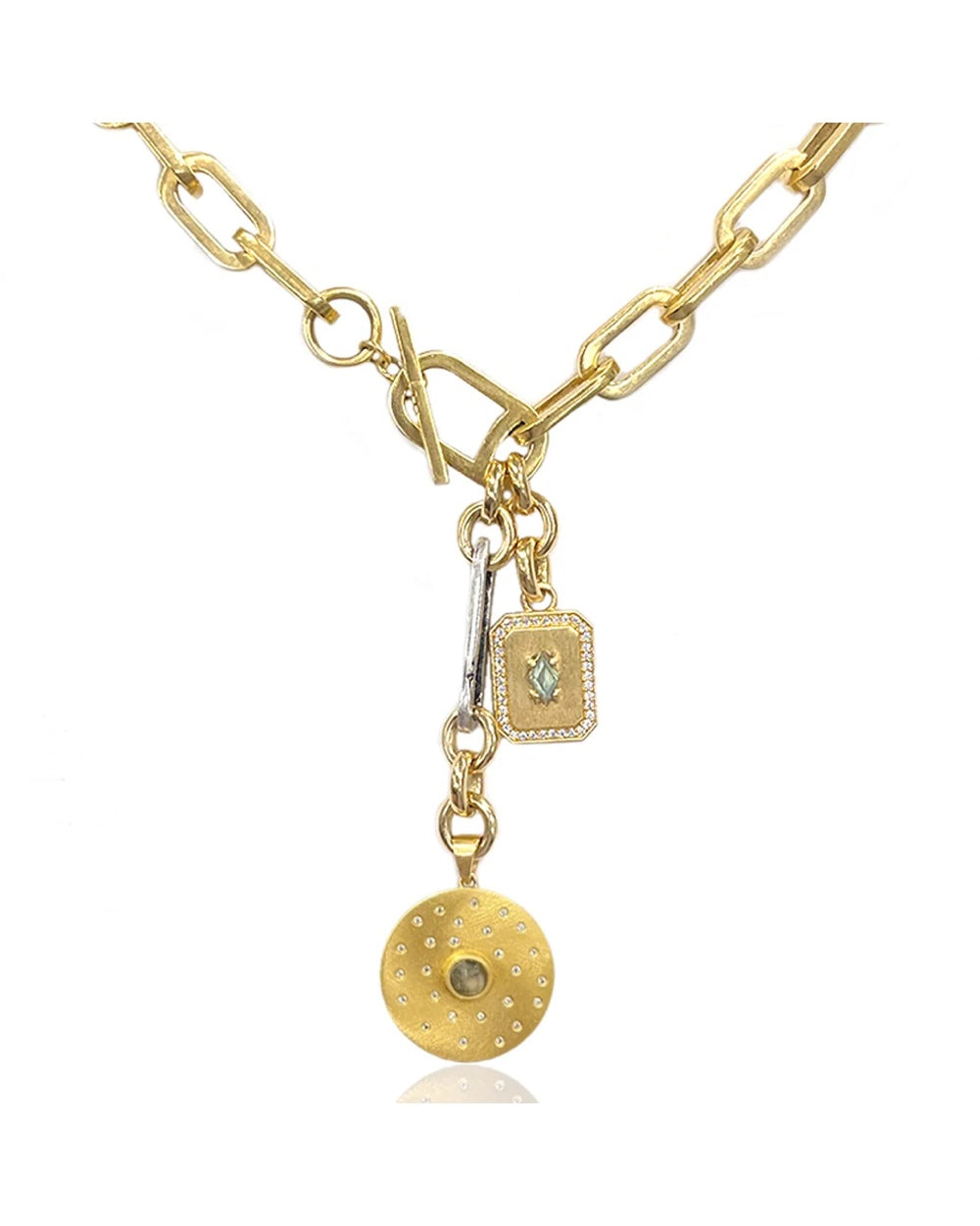 Brushed Gold Rico Bar Rondo Toggle Necklace