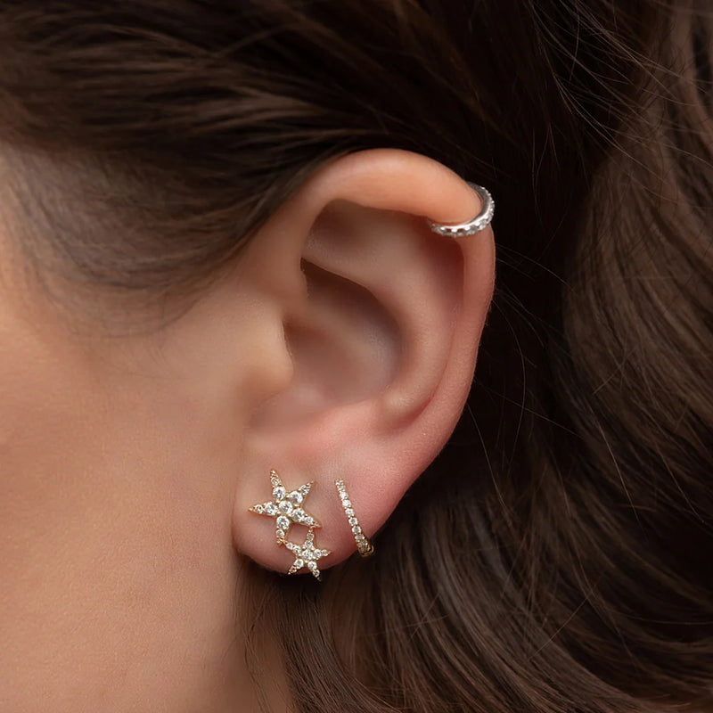 Diamond Double Star Earrings