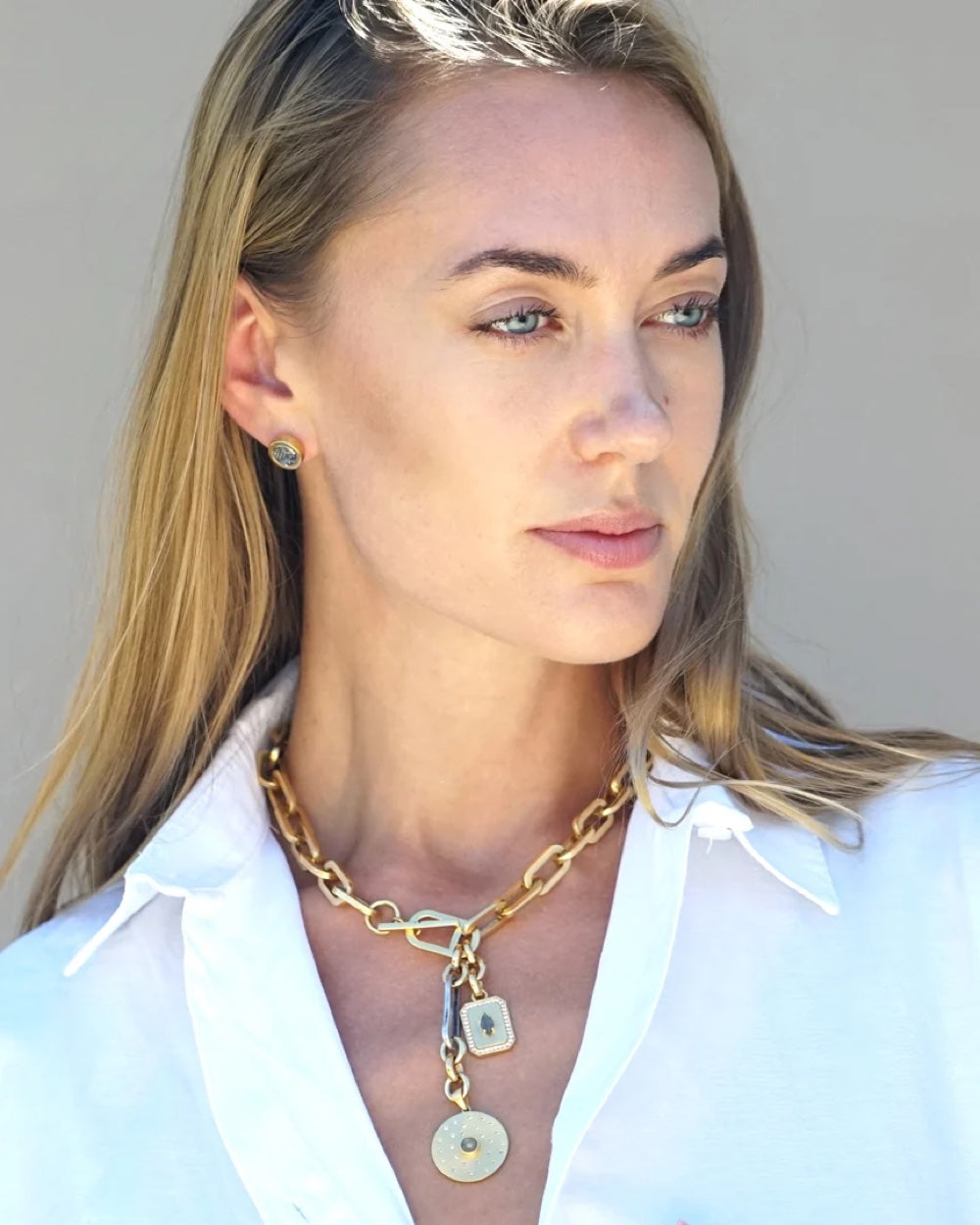 Brushed Gold Rico Bar Rondo Toggle Necklace