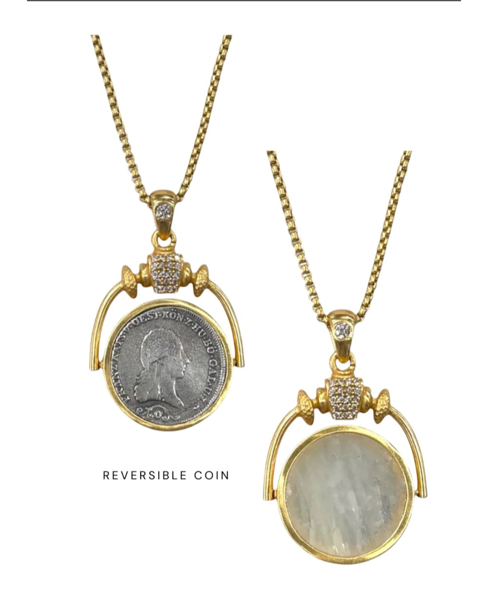 Large Gold Rainbow Moonstone Sol Spinner Necklace