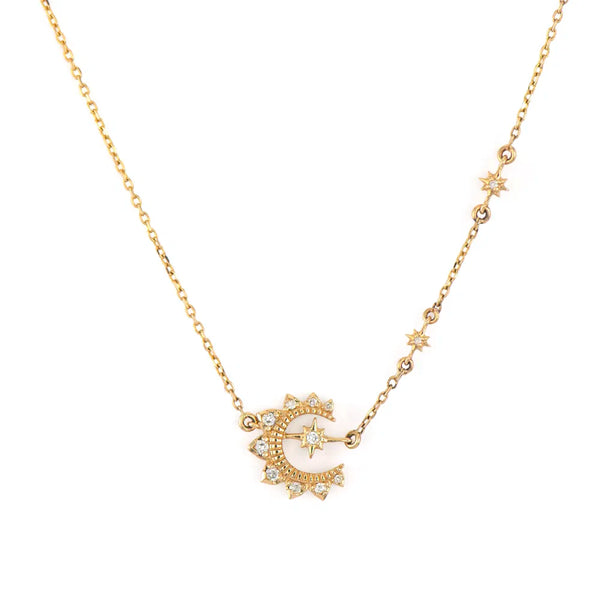 アクセサリー STAR JEWELRY MOON SETTING 0.06 MOON SETTING DIAMOND NECKLACE 0.06ct(2ZN1606)K18 ネックレス