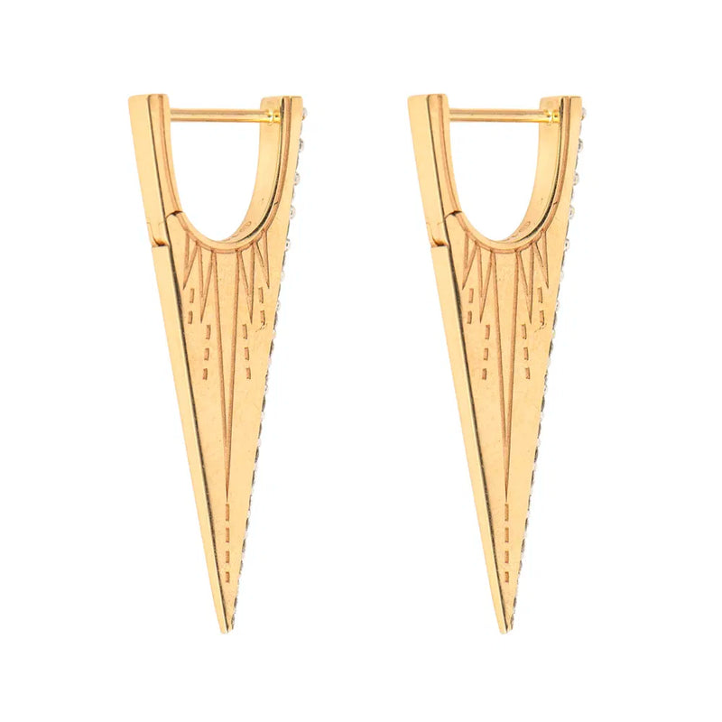 Single Elongated Diamond "V" Hoop Earring