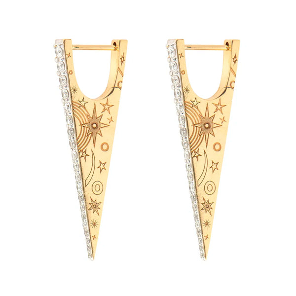 Single Elongated Diamond "V" Hoop Earring