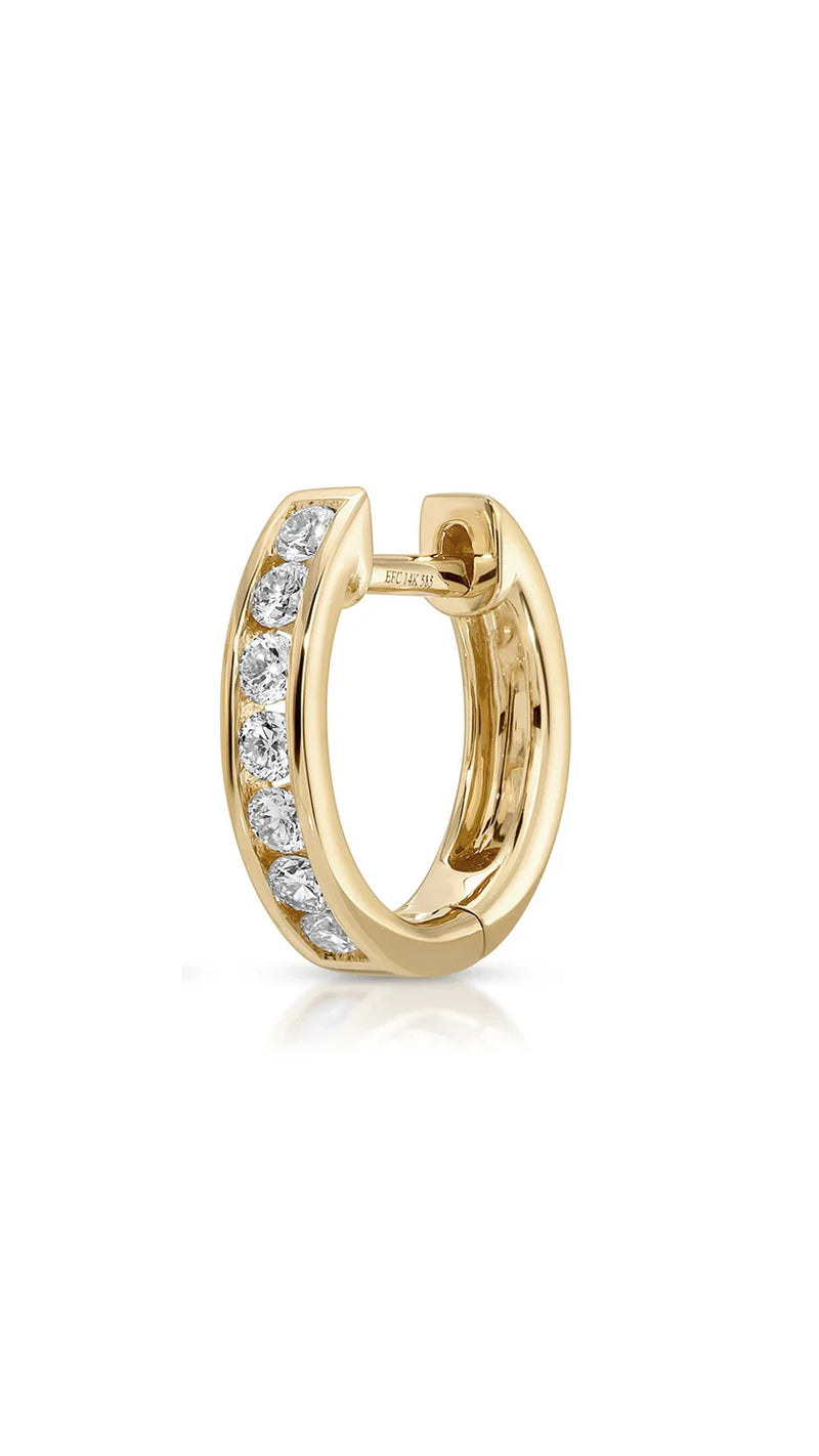 Channel Set Diamond Huggie Earrings