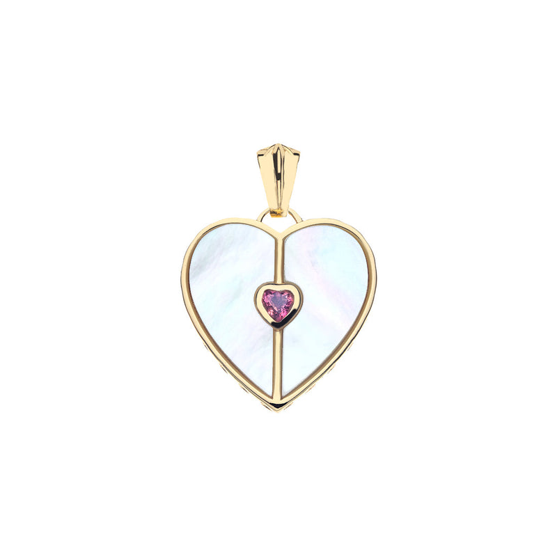 Split Heart Love Pendant in Mother of Pearl