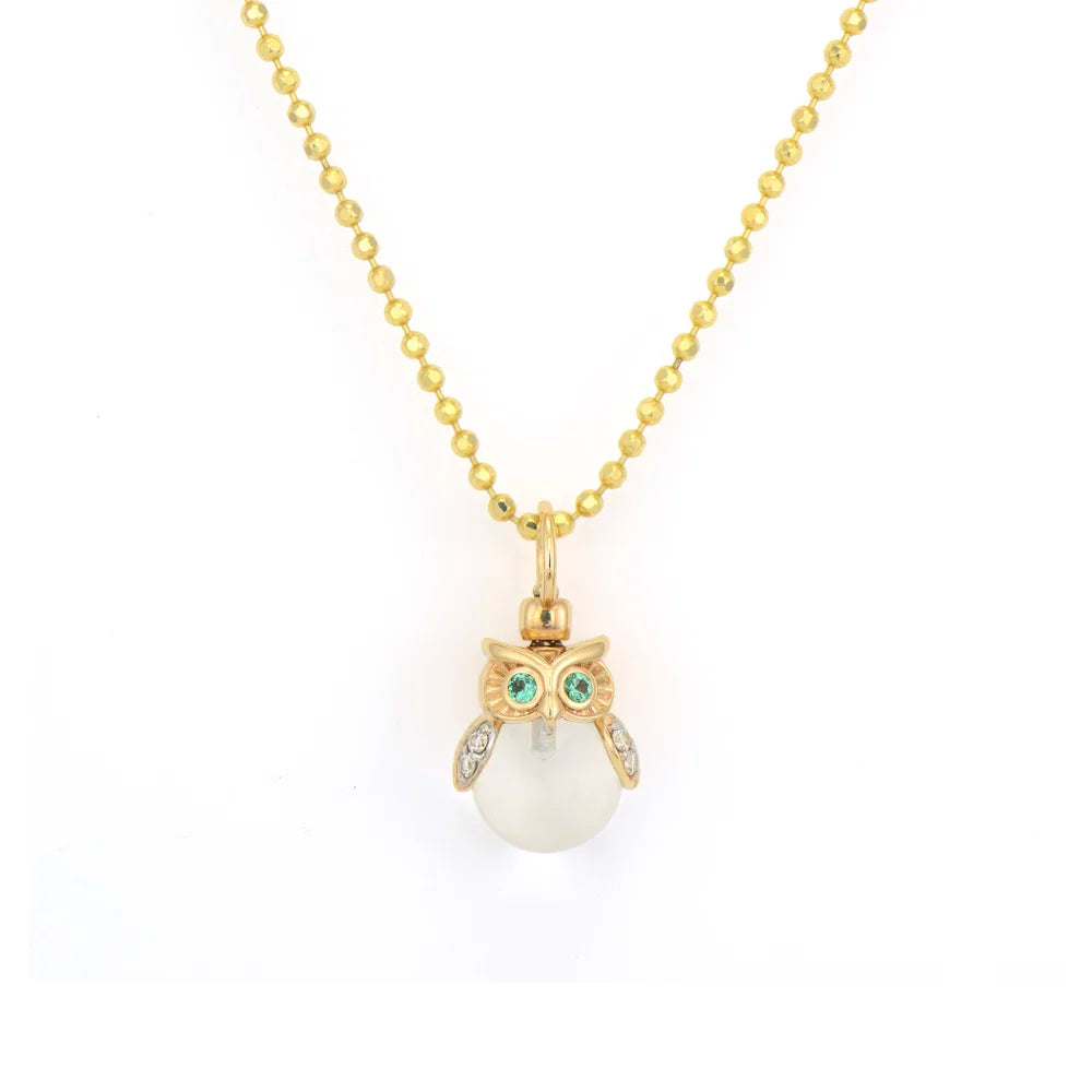 Eyes of the Night Owl Amulet Charm with Rock Crystal