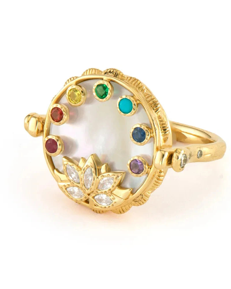 Spiritual Woman Lotus Flower Flip Ring