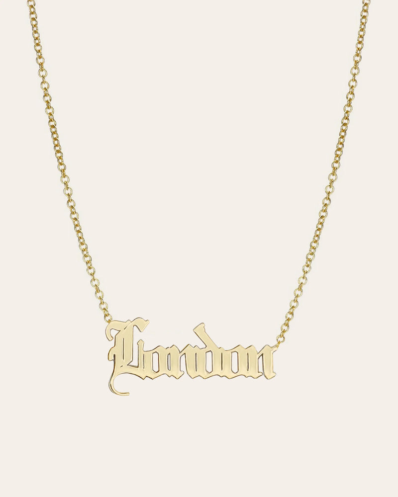 14k Gold Gothic Name Necklace