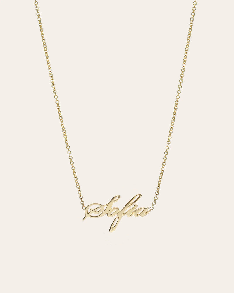 14k Gold Script Name Necklace