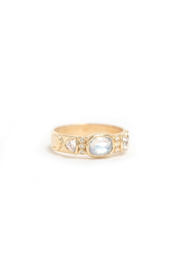 MOONSTONES AND DIAMONDS TOTEM RING