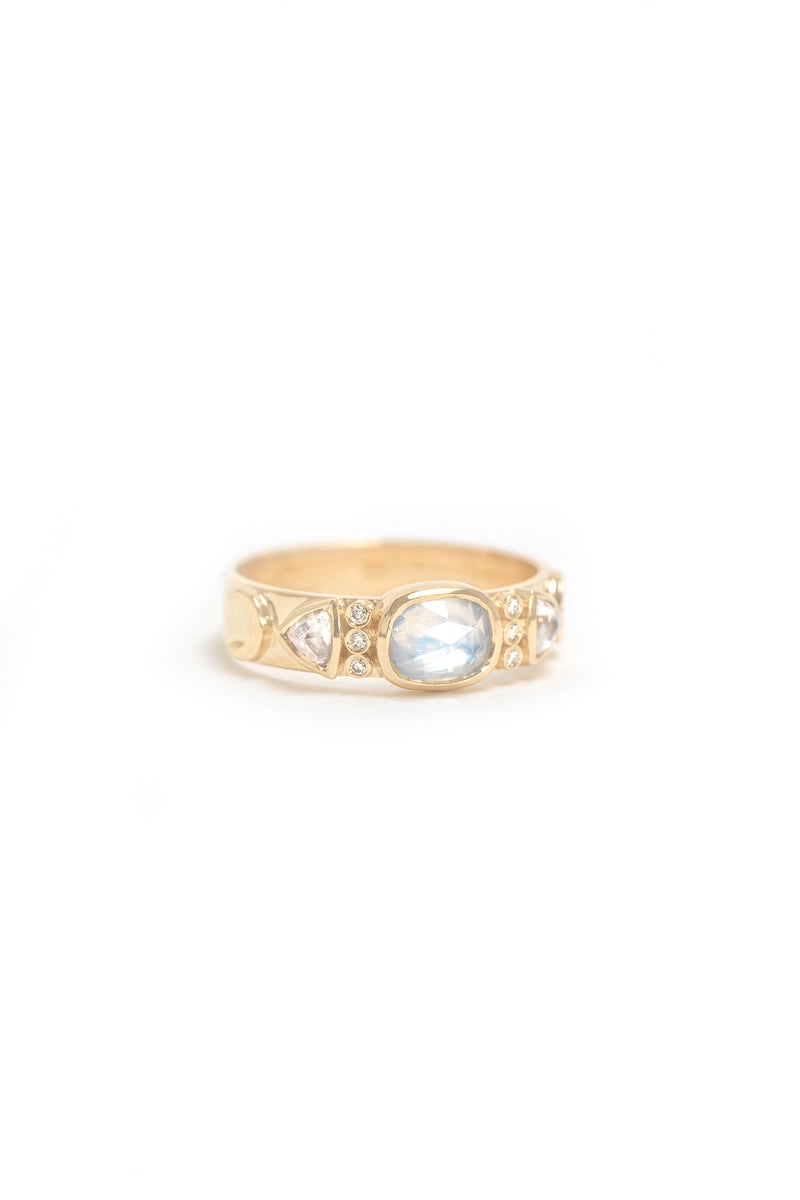 MOONSTONES AND DIAMONDS TOTEM RING