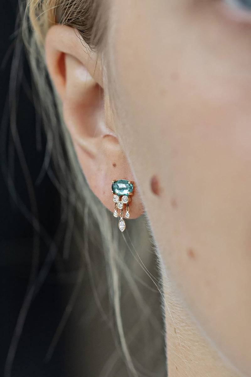 Jellyfish Aquamarine & Diamonds Earring