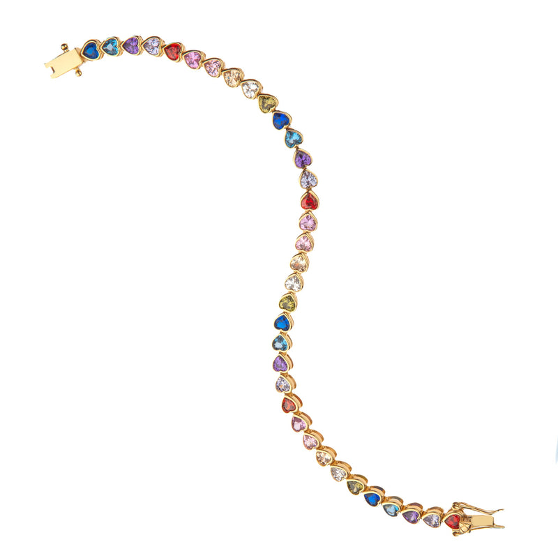 LOVE Rainbow Heart Tennis Chain Bracelet