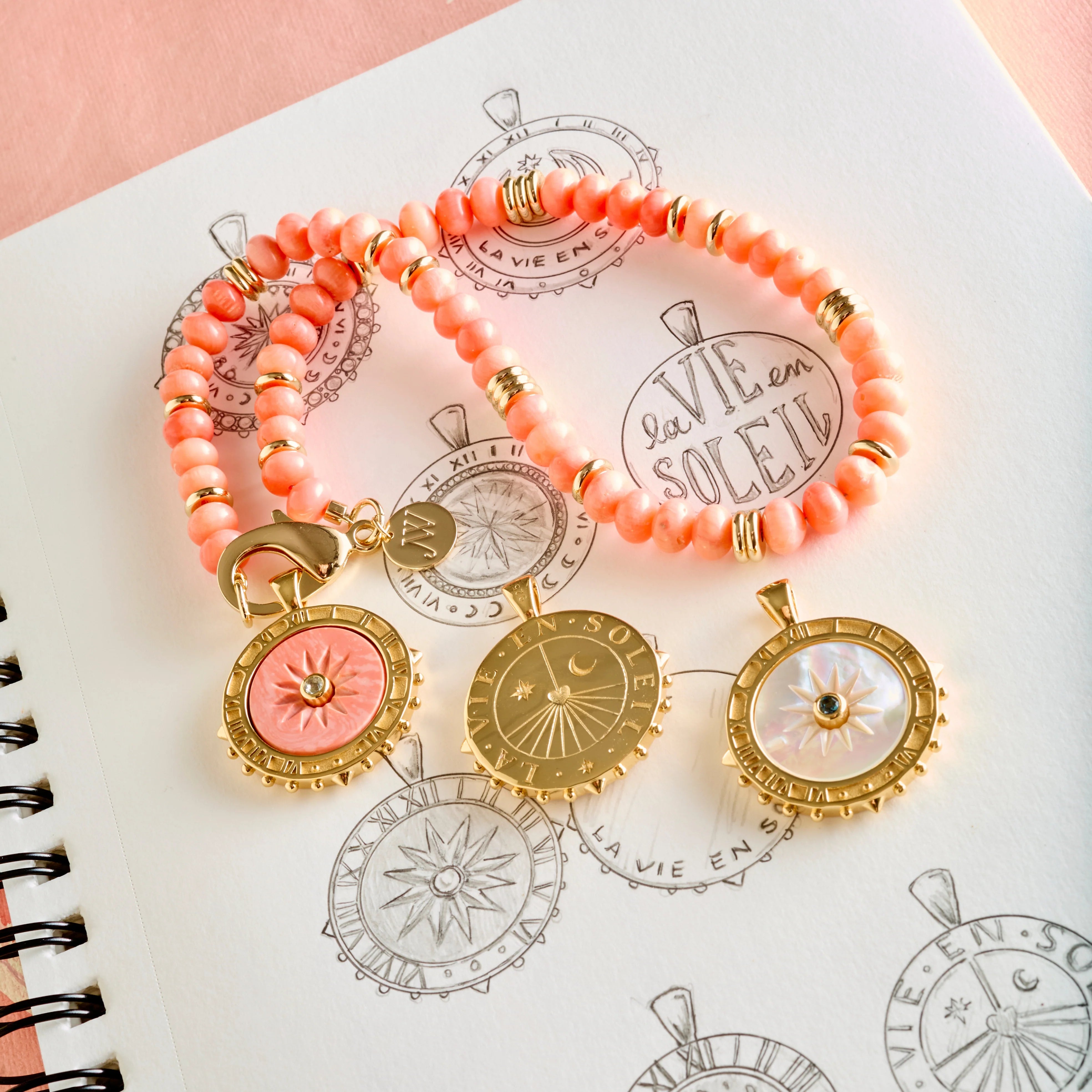 Gumdrop Beaded Necklace in Coral