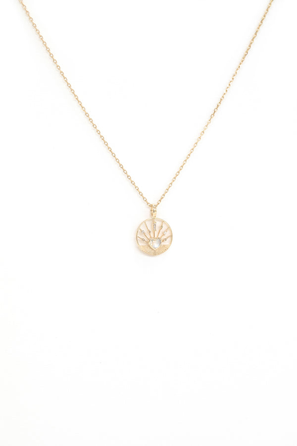 MOONSTONE HEART ROUND OPEN CHAIN NECKLACE