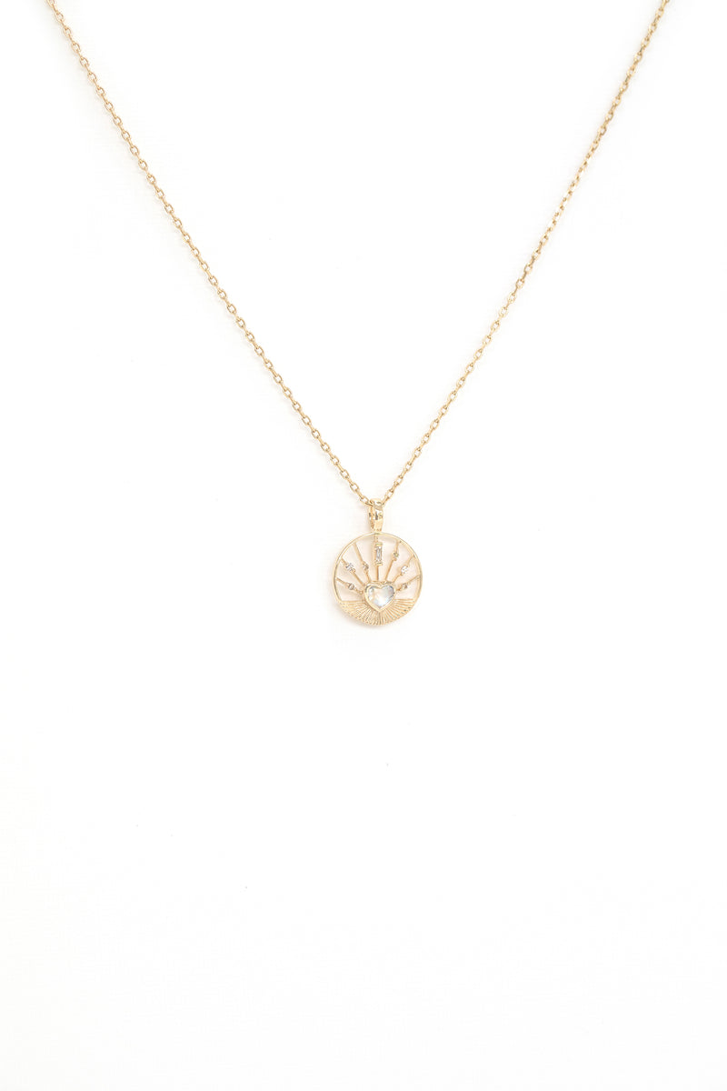 MOONSTONE HEART ROUND OPEN CHAIN NECKLACE