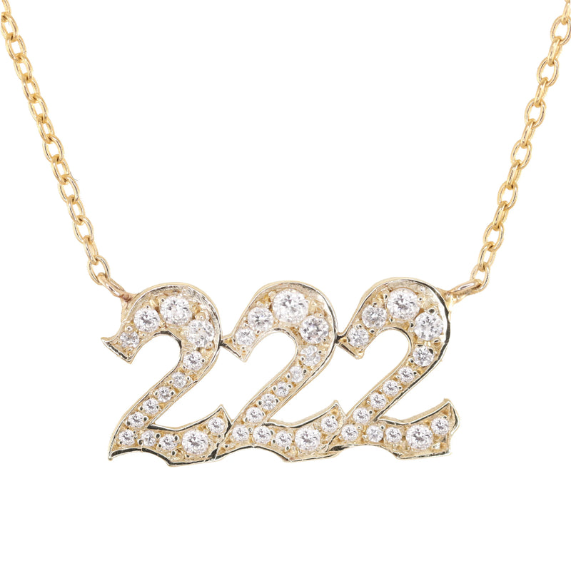 14kt gold and diamond 222 necklace