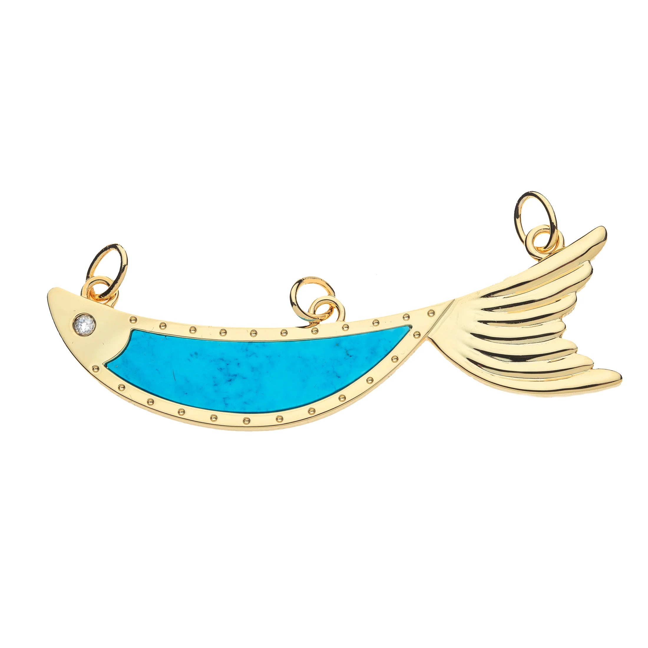 STRONG Keep Swimming Fish Pendant Necklace in Turquoise