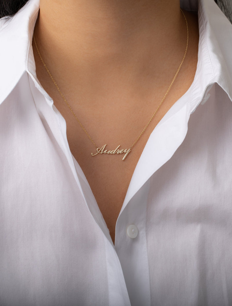 14k Gold Script Name Necklace