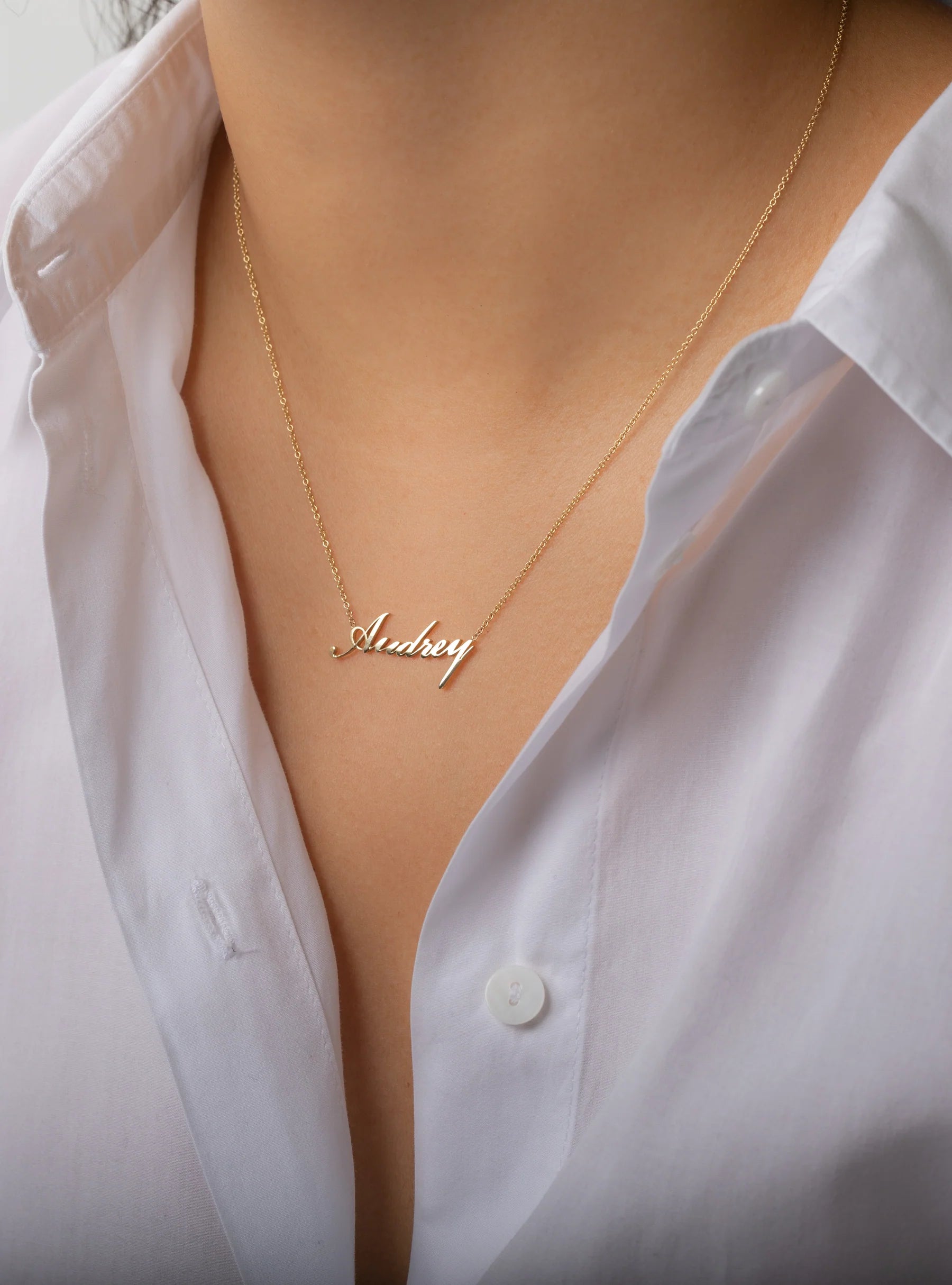 14k Gold Script Name Necklace