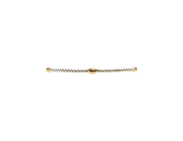 2MM Sterling Silver Bracelet with Yellow Gold Orzo Pattern