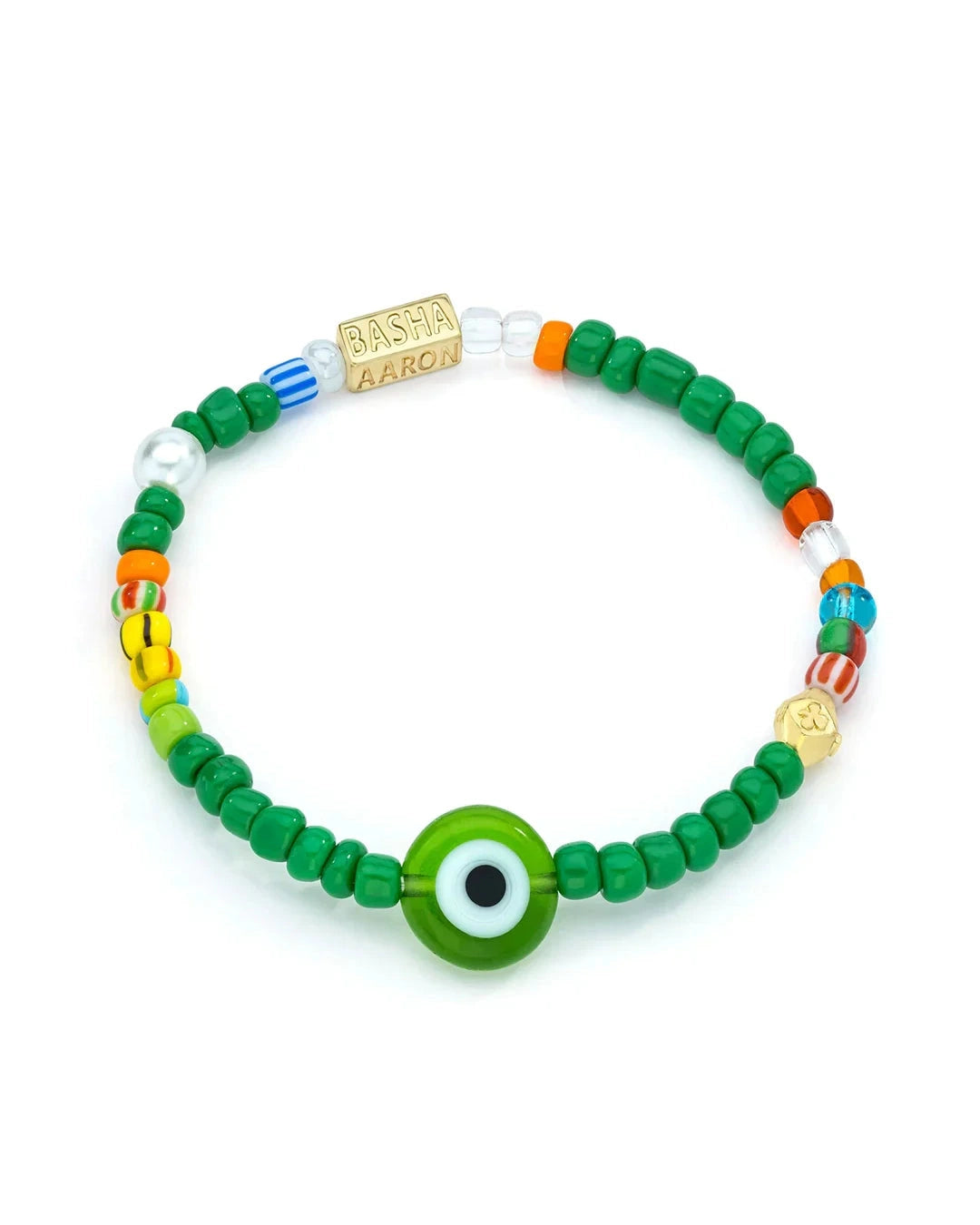 Women's Dark Green Beaded Stretch Bracelet