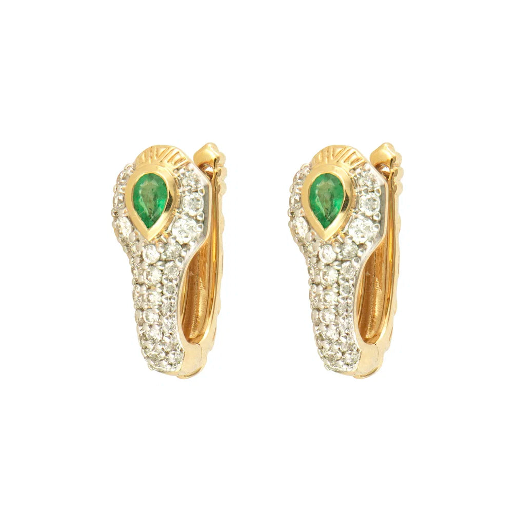 Diamondback Emerald Snake Hoop
