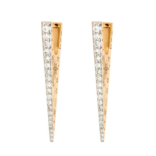 Single Elongated Diamond "V" Hoop Earring