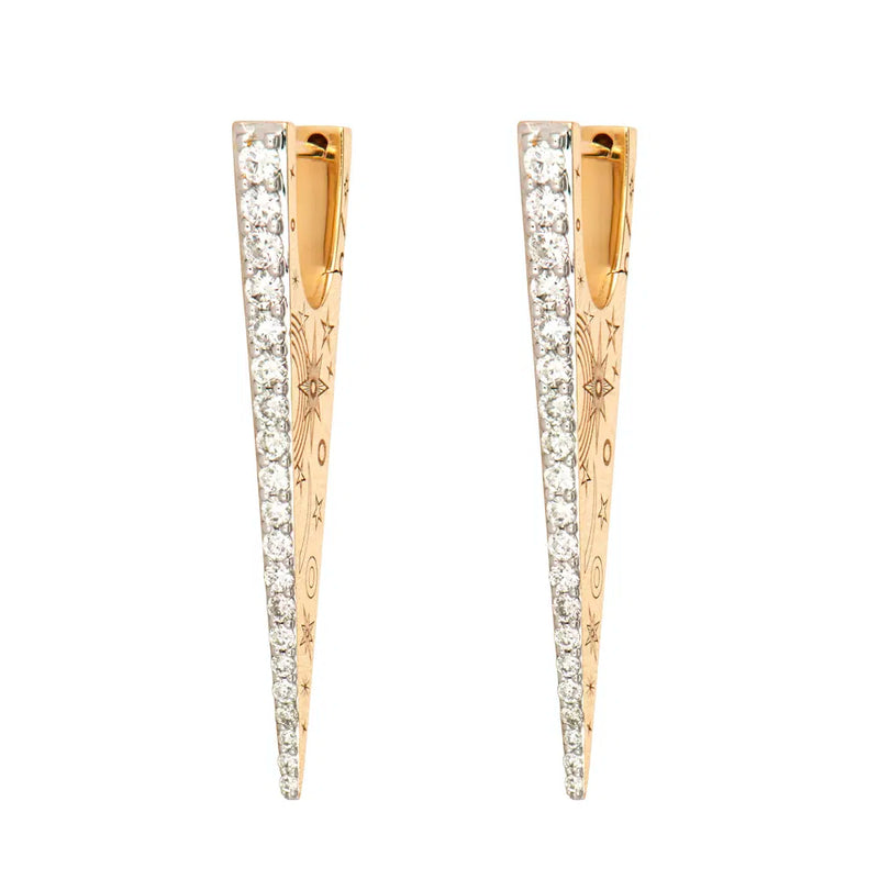 Single Elongated Diamond "V" Hoop Earring