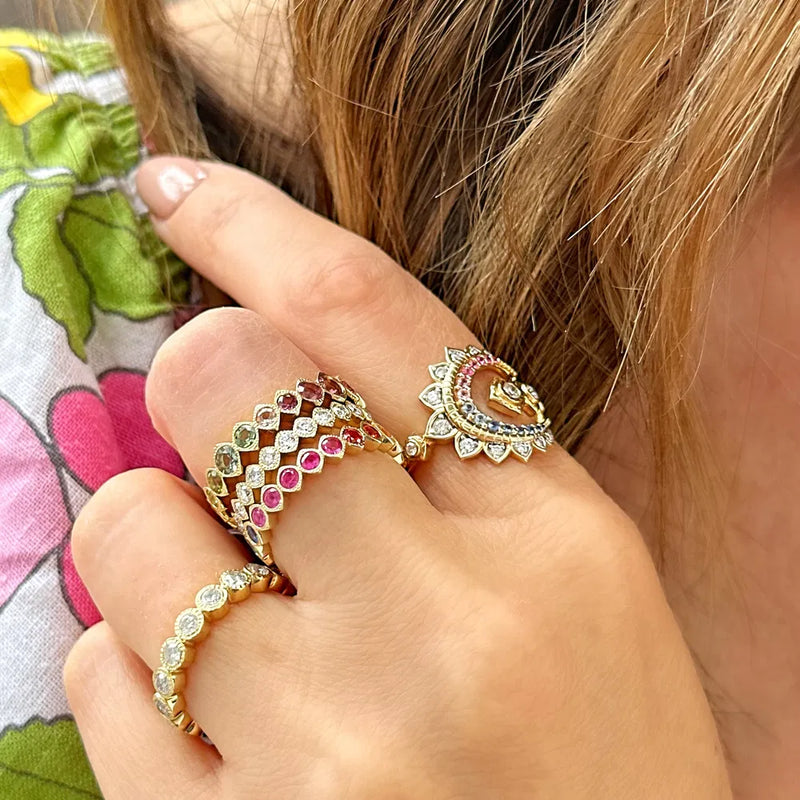Graduated Show Your Love Bezel Set Tourmaline Band