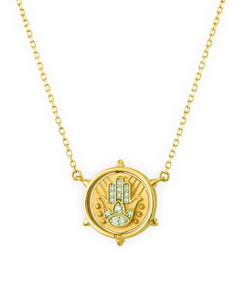 Hamsa and Star of David Double Sided Flip Necklace