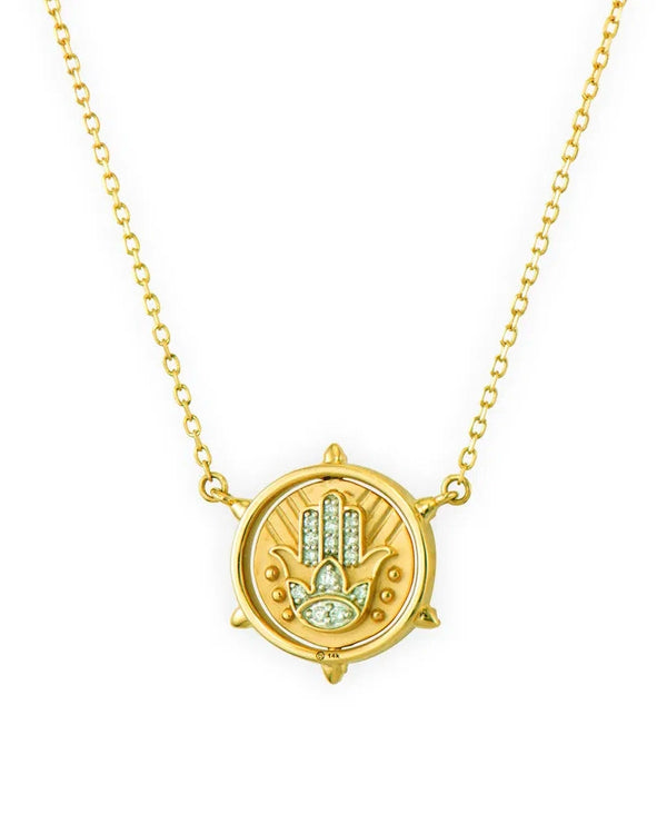Hamsa and Star of David Double Sided Flip Necklace