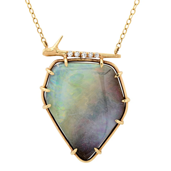 Rainbow Opal Thorn Necklace