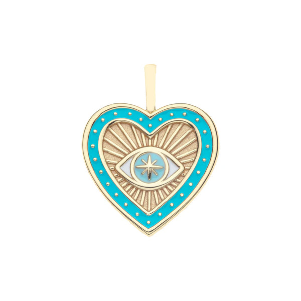 PROTECT Evil Eye Enamel Heart Pendant in Turquoise