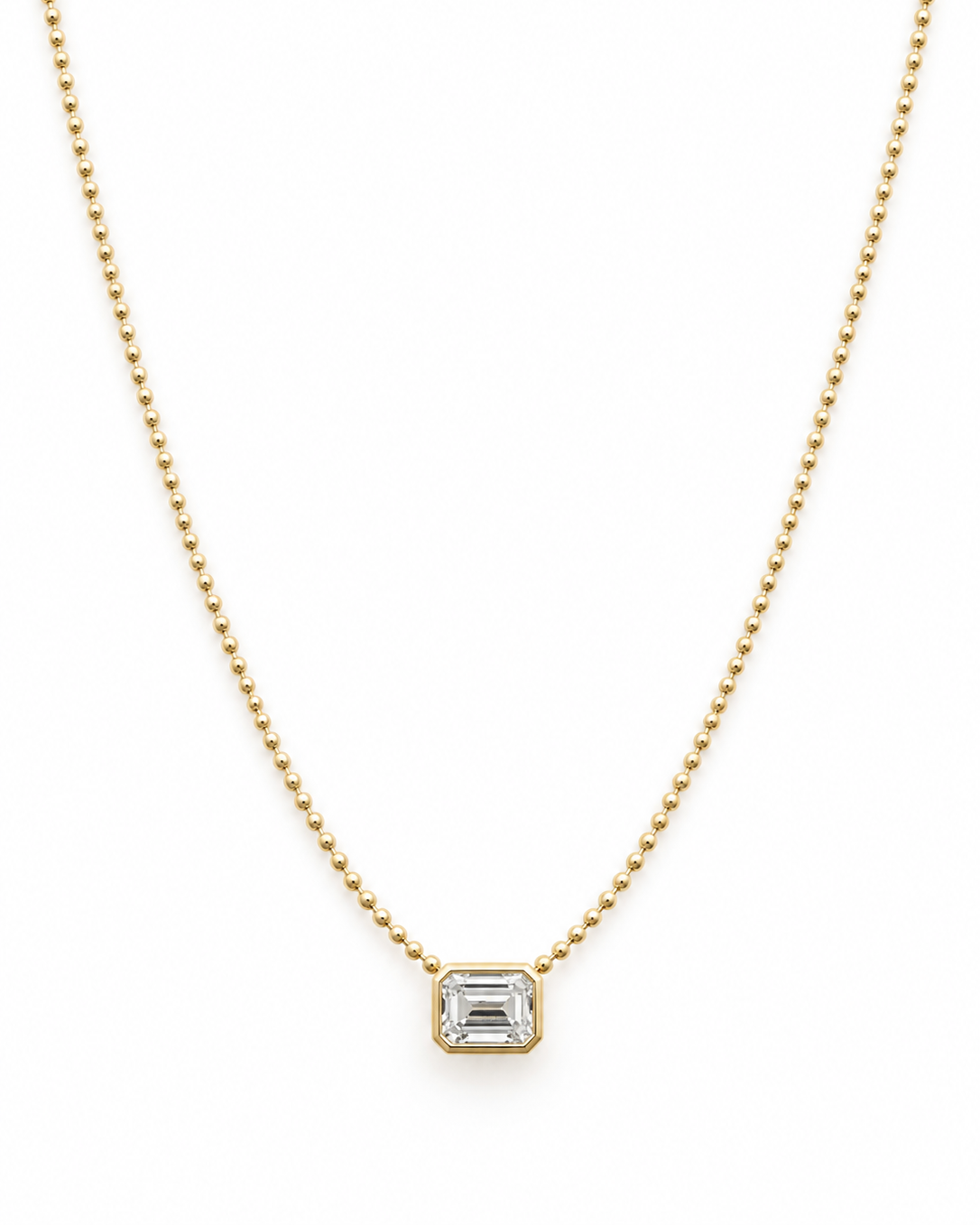 Emerald Cut Diamond Solitaire Necklace