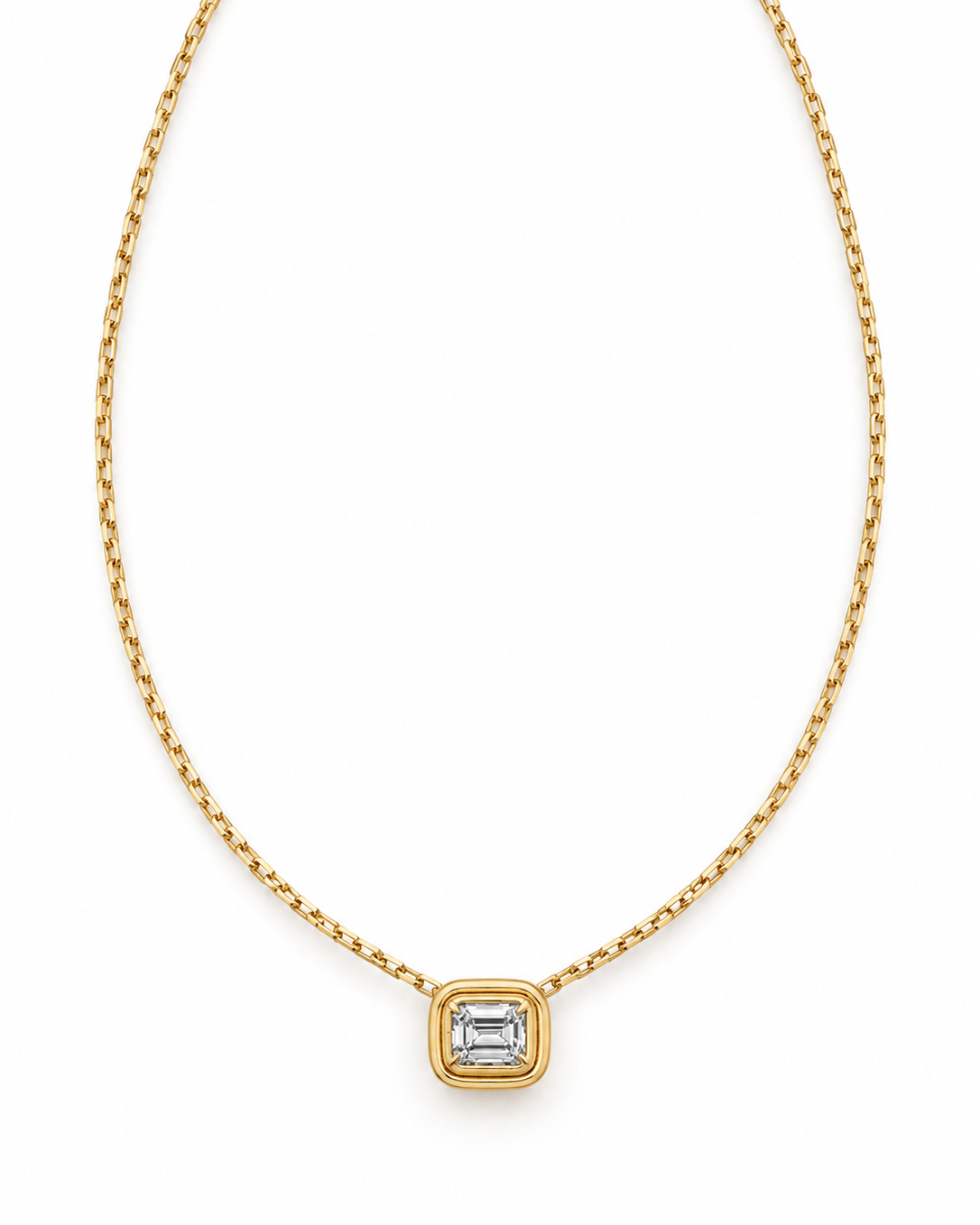 Puffy Diamond Solitaire Necklace