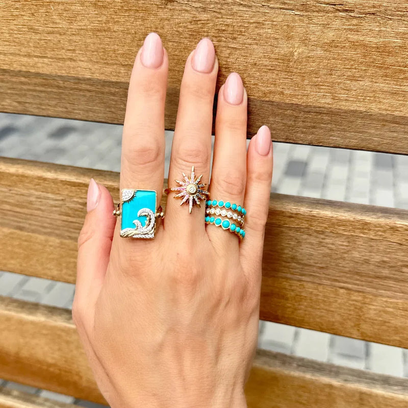 Graduated Show Your Love Bezel Set Turquoise Band