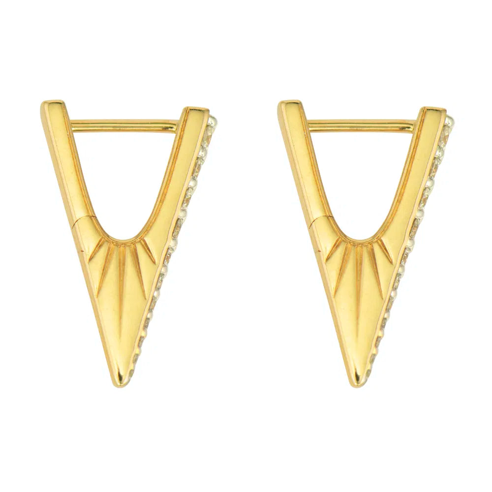 Small Diamond V Hoop Earring