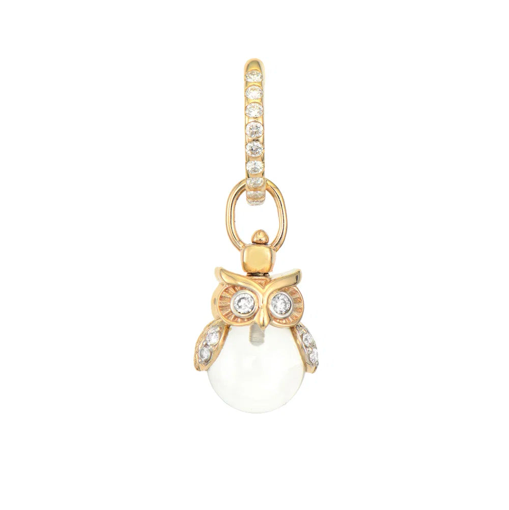 Eyes of the Night Owl Amulet Charm with Rock Crystal