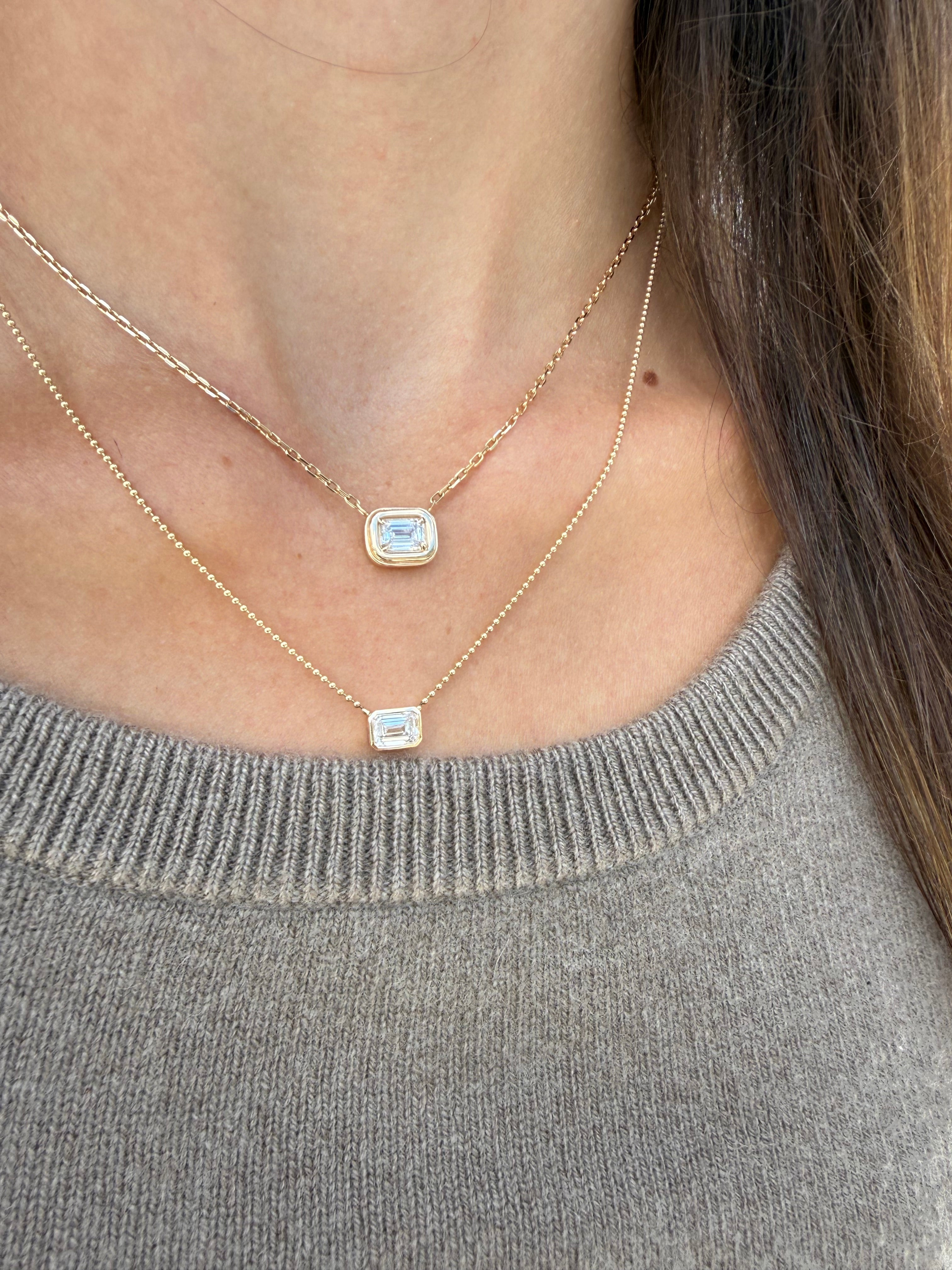 Puffy Diamond Solitaire Necklace