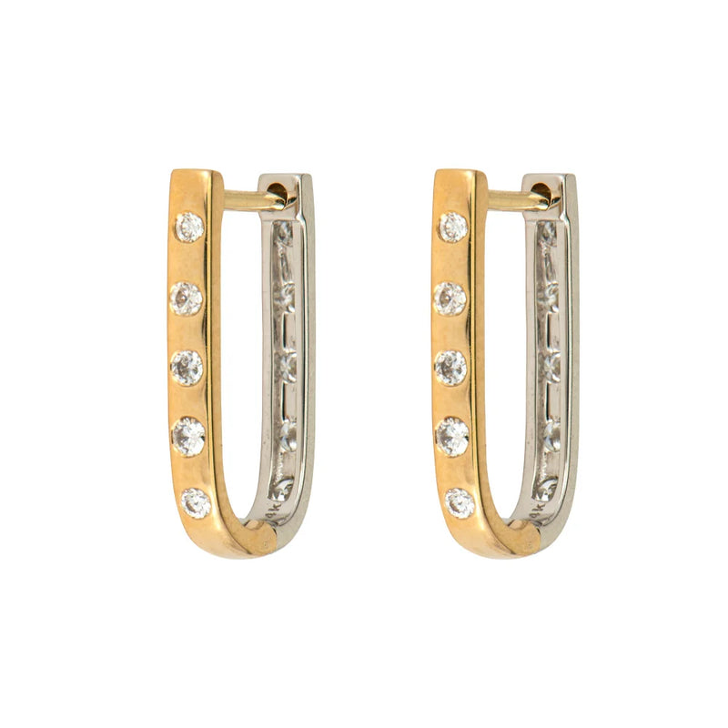Single White and Yellow Double Sided Curved Diamond Hoop