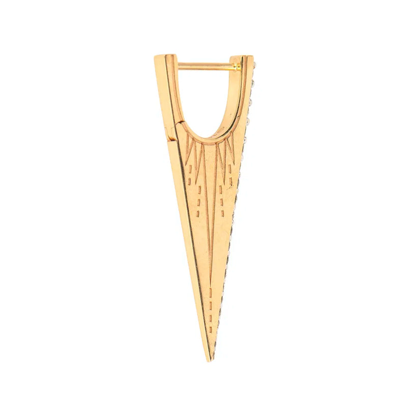 Single Elongated Diamond "V" Hoop Earring