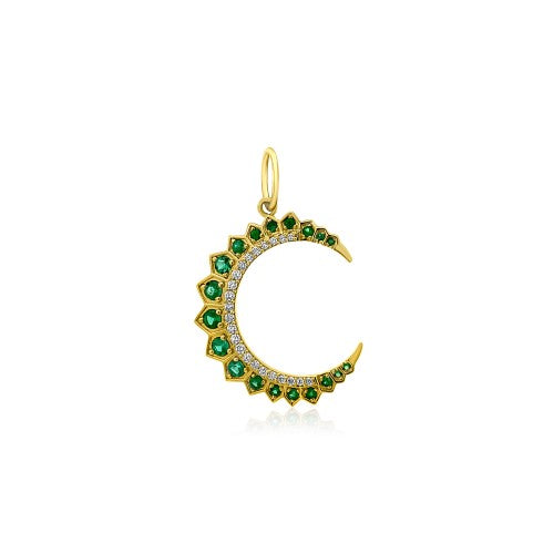 Diamond and Emerald Moon Charm