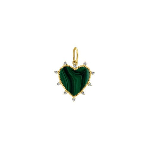 Malachite Diamond Spike Heart Charm