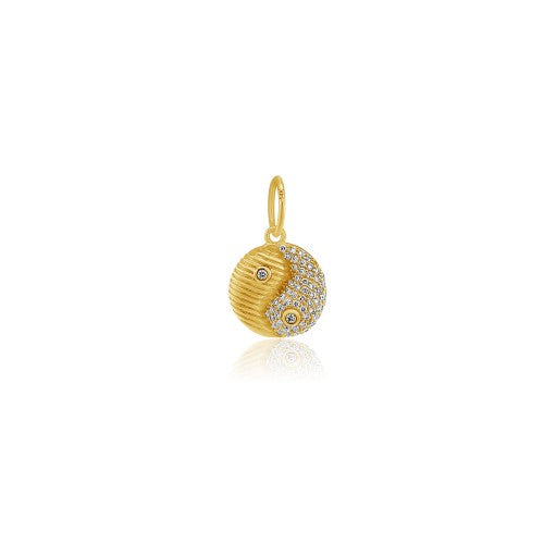 Diamond and Gold Yin Yang Charm