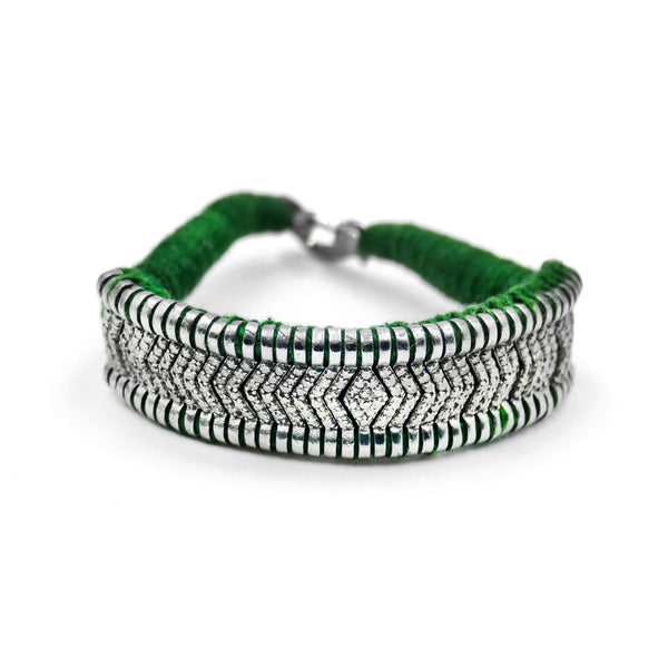 Allegre kaki brazilian bracelet 925 silver and diamonds