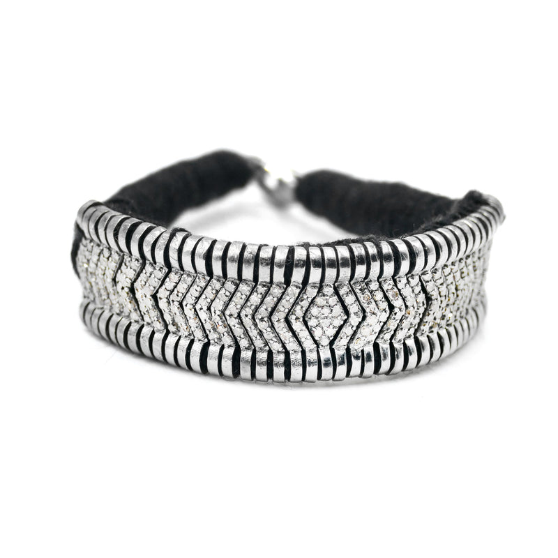 Allegre black brazilian bracelet 925 silver and diamonds